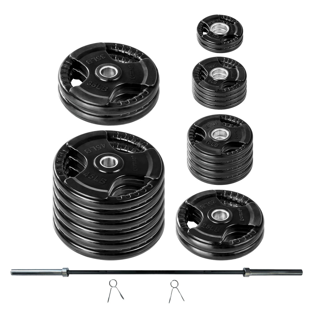 400 LB Olympic Weight Set with Barbell and Clips Z585