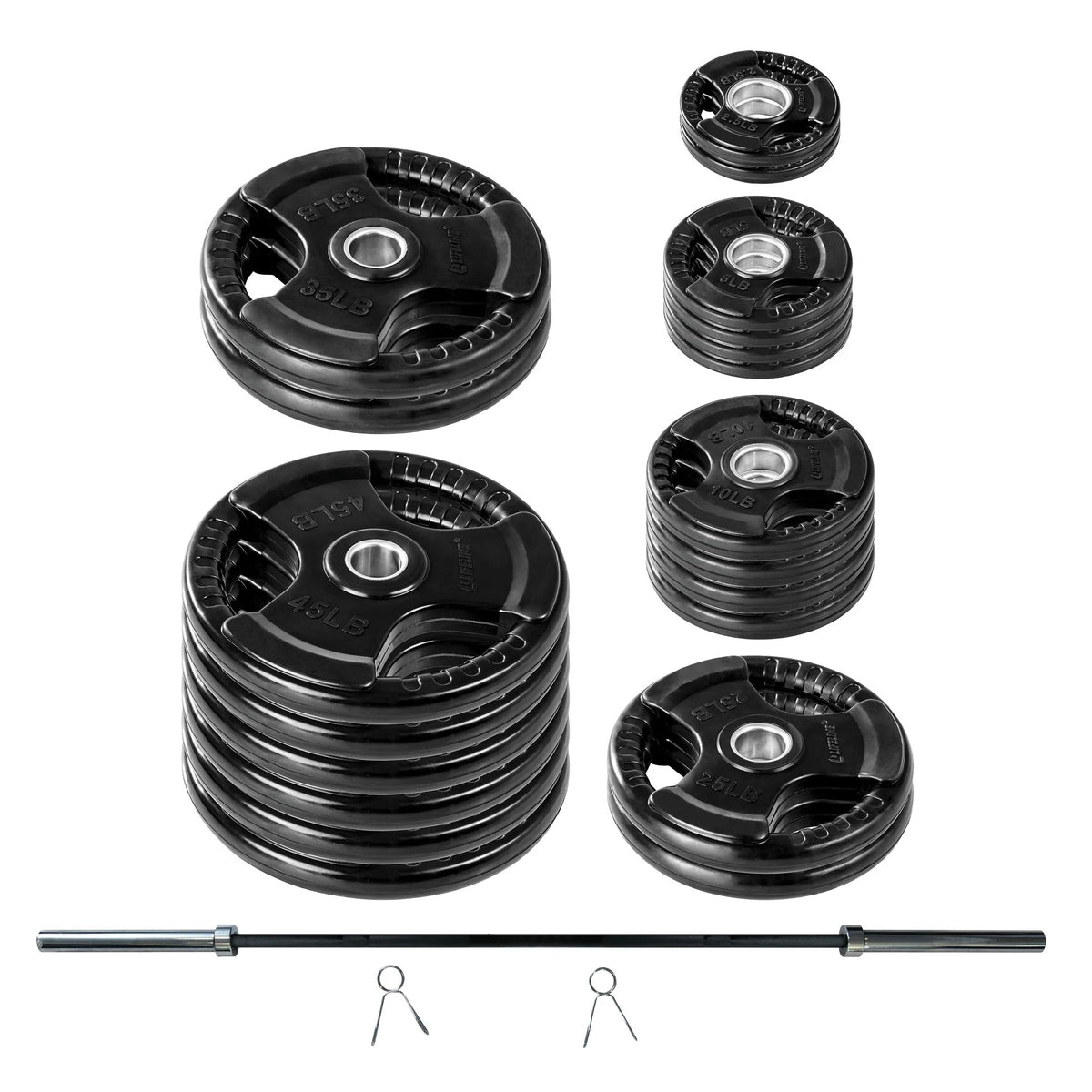 400 LB Olympic Weight Set with Barbell and Clips Z585