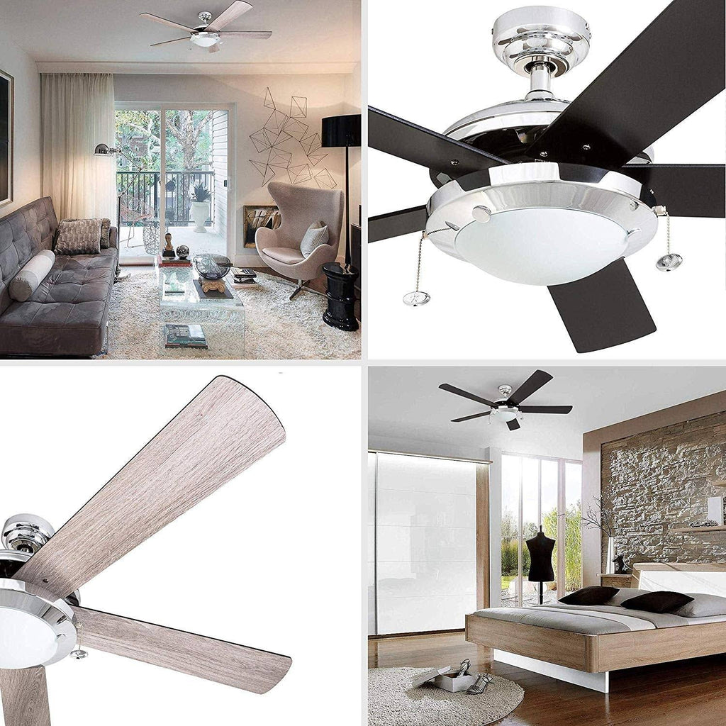 Chrome Contemporary Rustic Ceiling Fan, 52 LED J61086