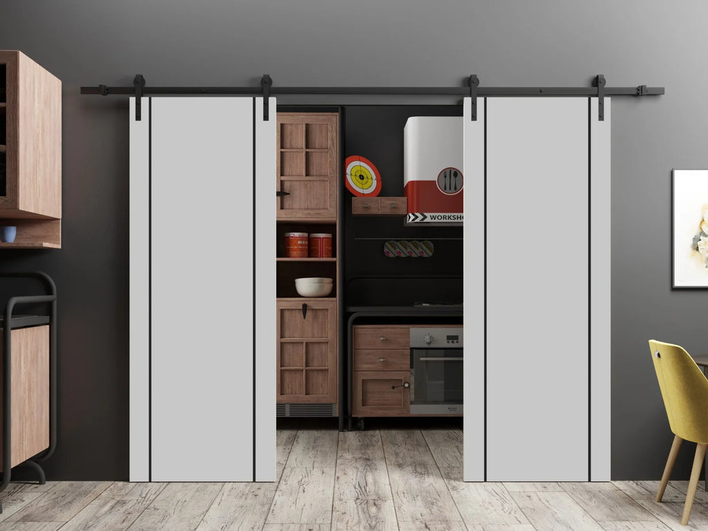 Double Barn Door 36 x 80 inches with Frosted Glass M5486
