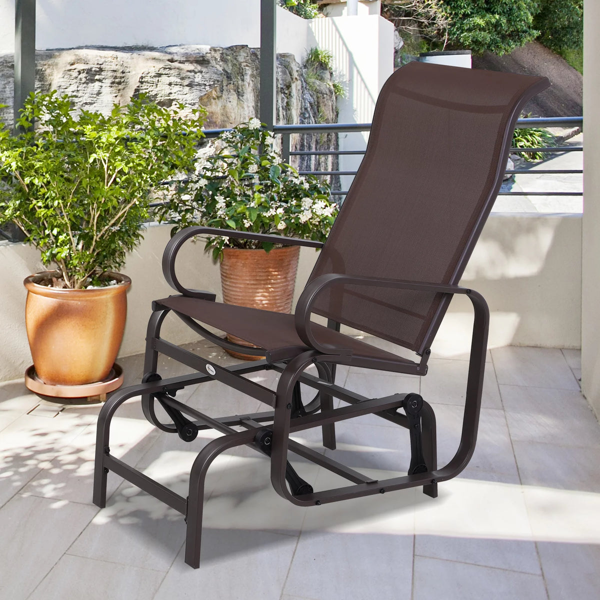 Brown Wooden Legs Glider Rocking Chair S927535