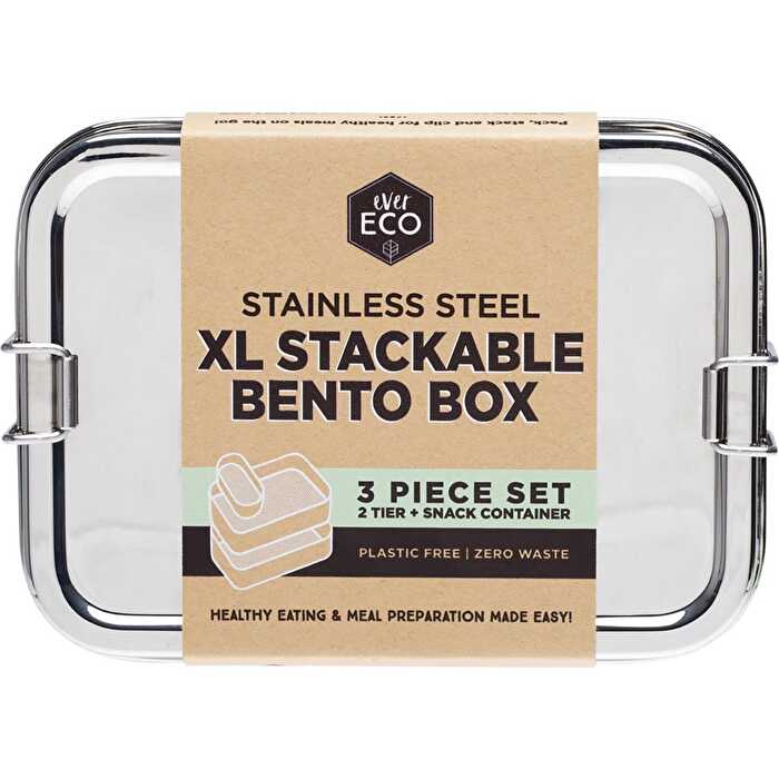 Stainless Steel XL Stackable 2 Tier Bento 1900ml V936