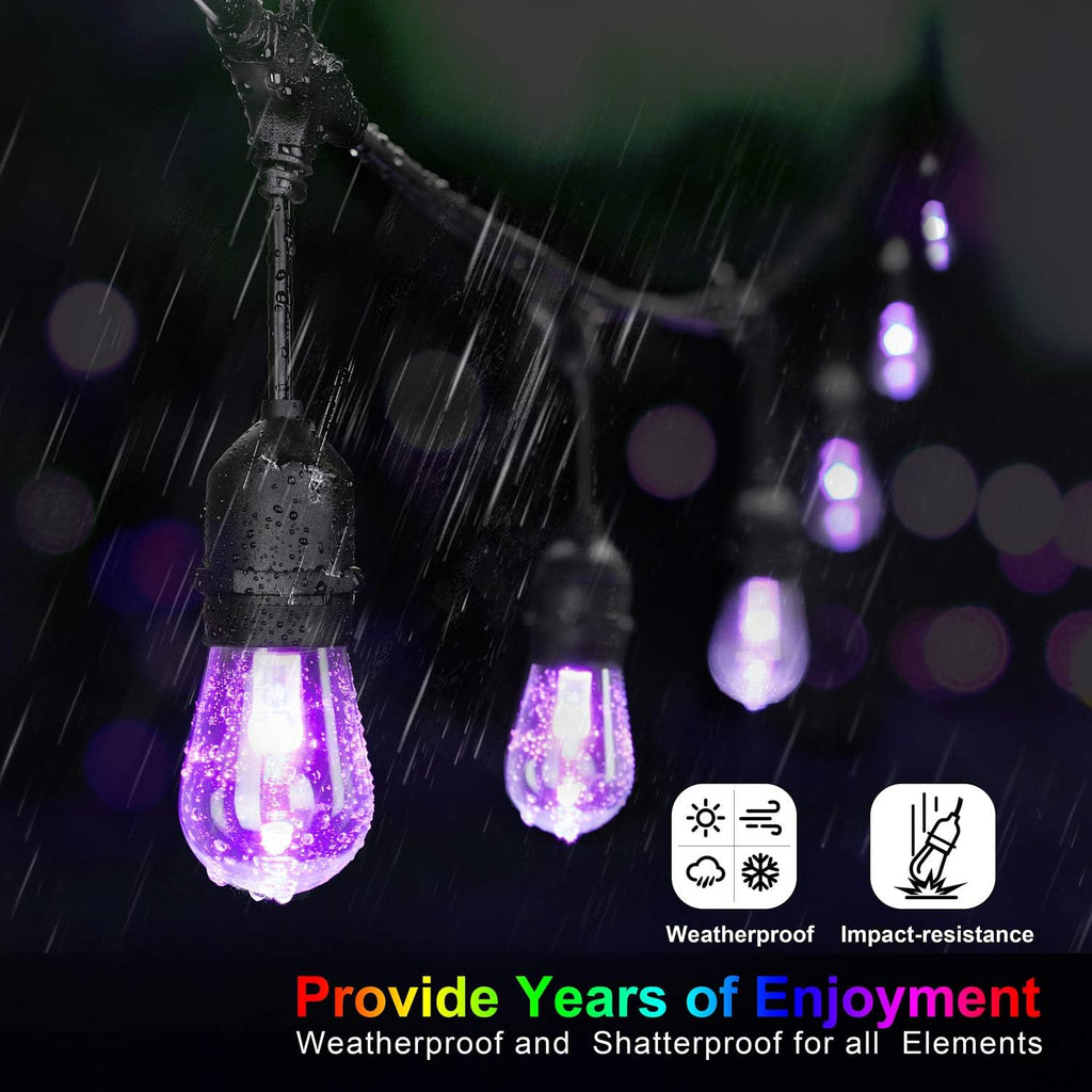 48FT RGB Cafe String Lights with 18 Shatterproof Edison Bulbs K834321
