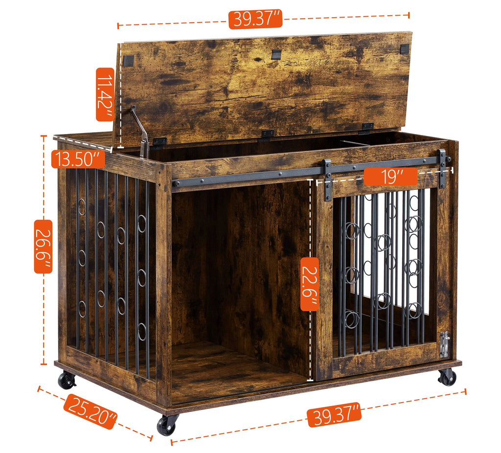 39" Dog Crate with Partition and Sliding Door Z2055