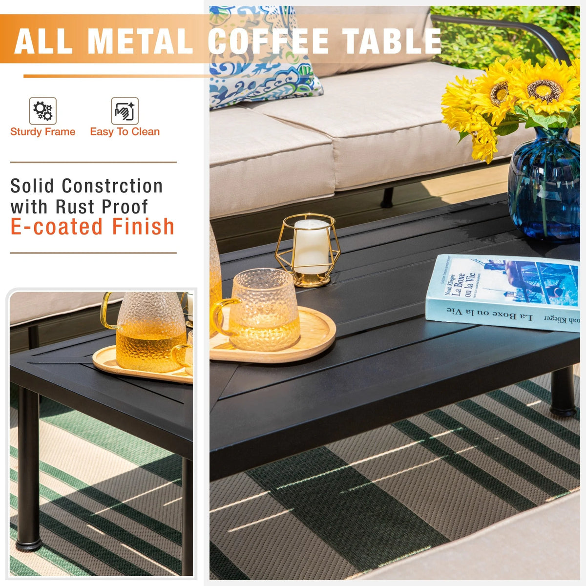 Beige Metal Patio Furniture Set V11285