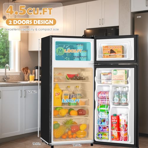4.5 Cu.ft Mini Fridge with Freezer, 2 Doors, Adjustable Shelves A30219