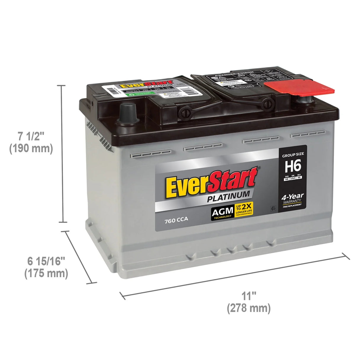 Group H6 / LN3 / 48 12 Volt 760 CCA Automotive Battery L431142