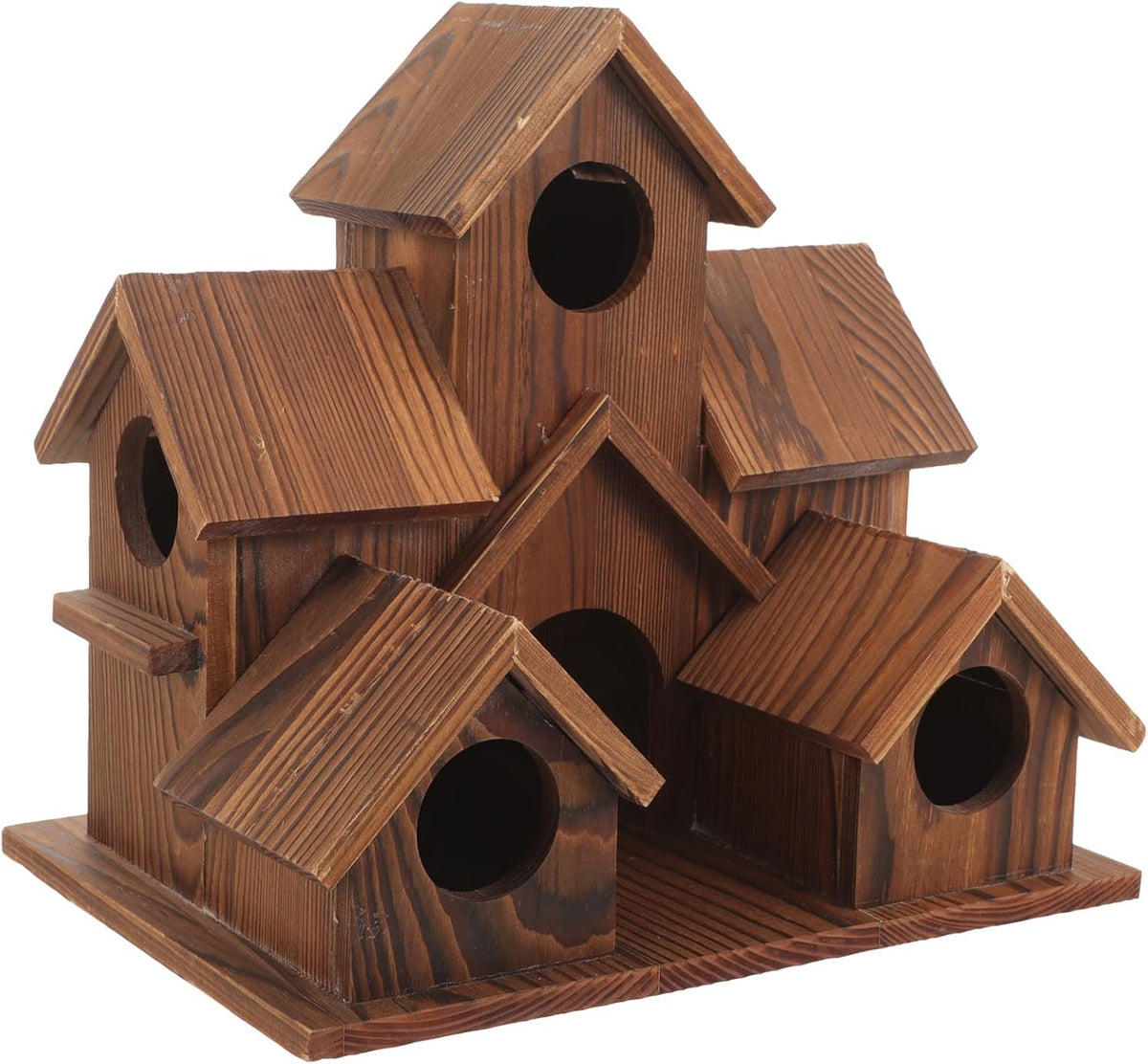 6 Hole Handmade Natural Wooden Bird House G19337