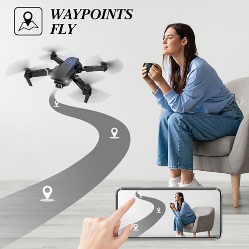 Foldable Mini Drone with 1080P Camera, 2 Batteries, Black F393