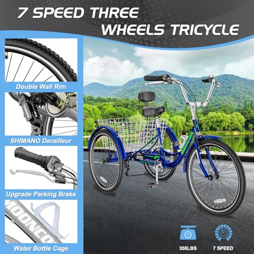 7 Speed 3 Wheel Bicycle with Shopping Basket K594328