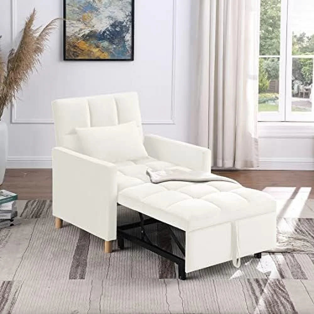 Convertible Chair Sleeper Velvet Adjustable Single Sofa Bed with Lumbar Y724