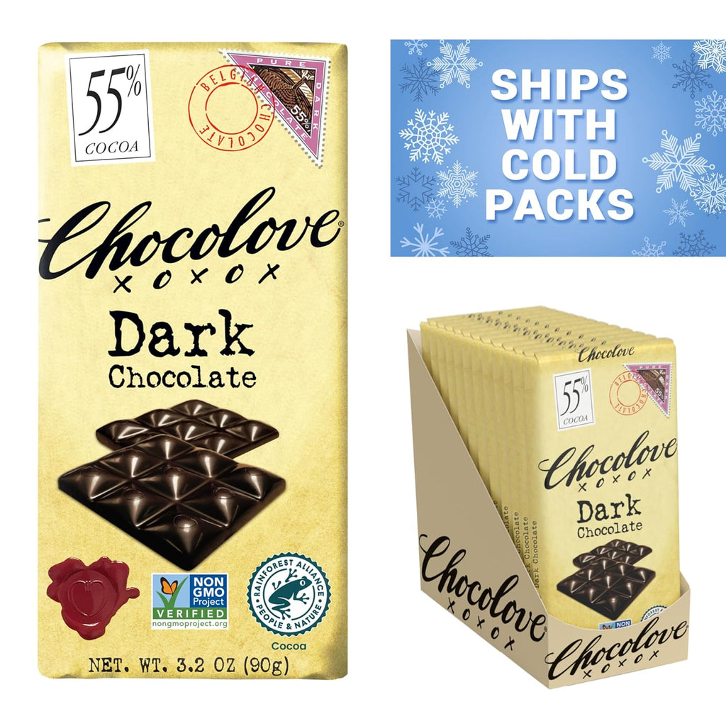 Dark Chocolate Bars 55% Cocoa 3.2oz Bar 12 Pack K3962