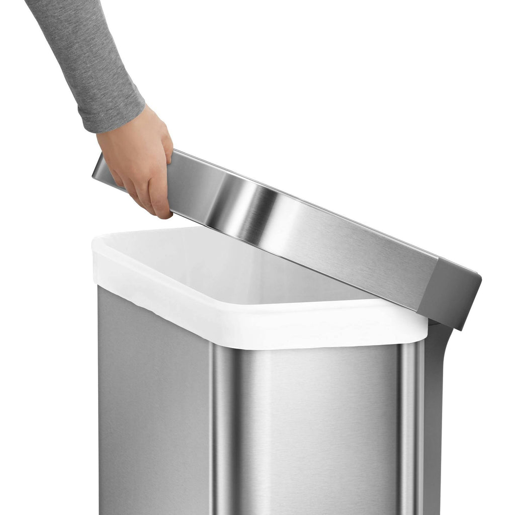 55L Rectangular Step Trash Can Brushed Silver A335