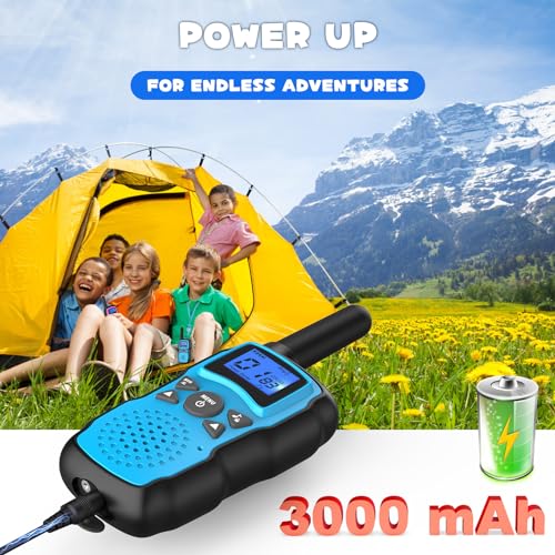 2 Pack Pink Purple Rechargeable Walkie Talkies with USB Charger 6000mAh Battery Flashlight Lanyard X327