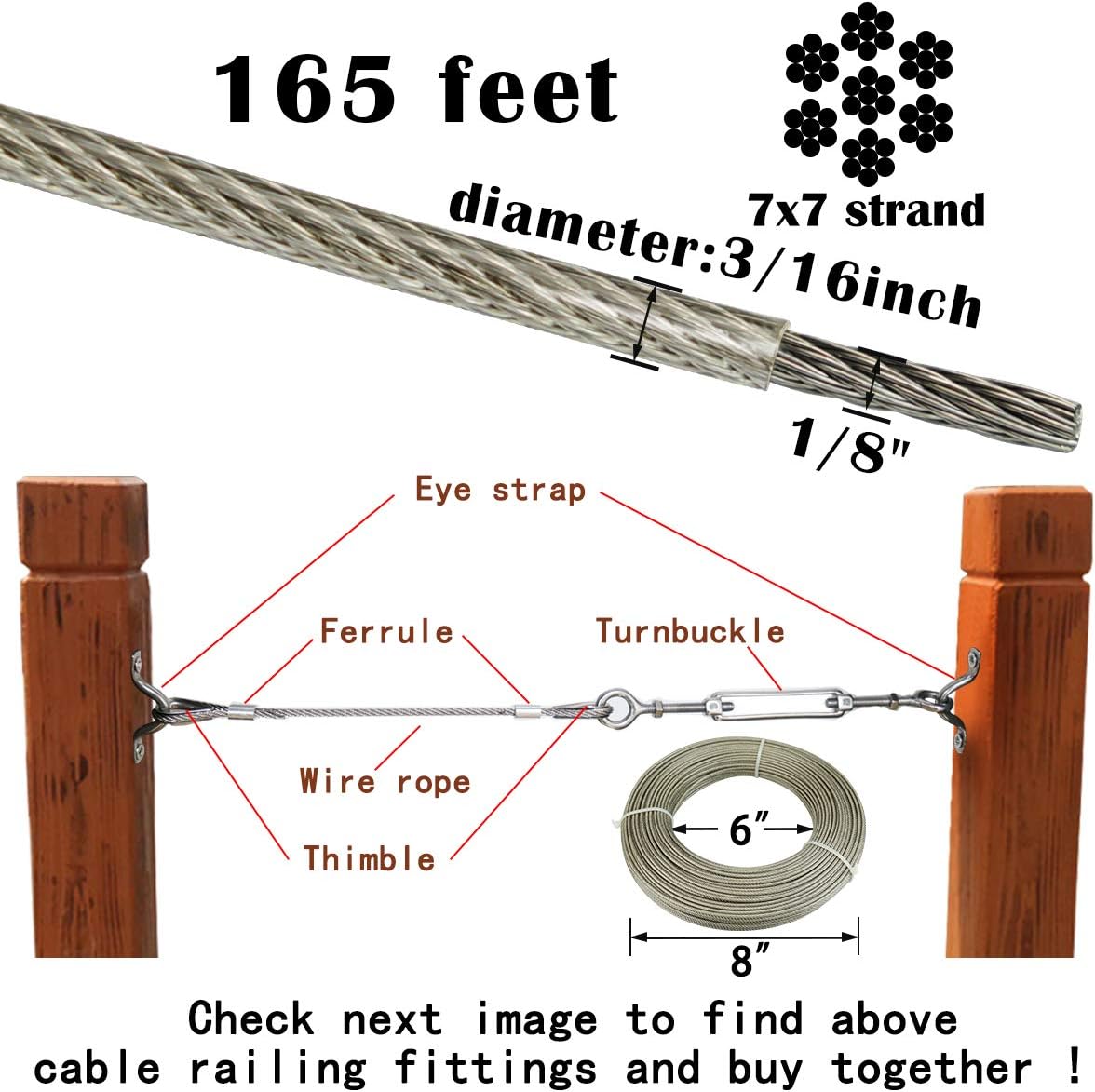 1/8'' Thru 3/16'' Vinyl Coated Wire Rope 7x7 Strand K8784