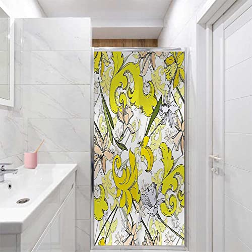Floral Yellow Window Privacy Film, 17.7 inch by 23.6 inch Y89300
