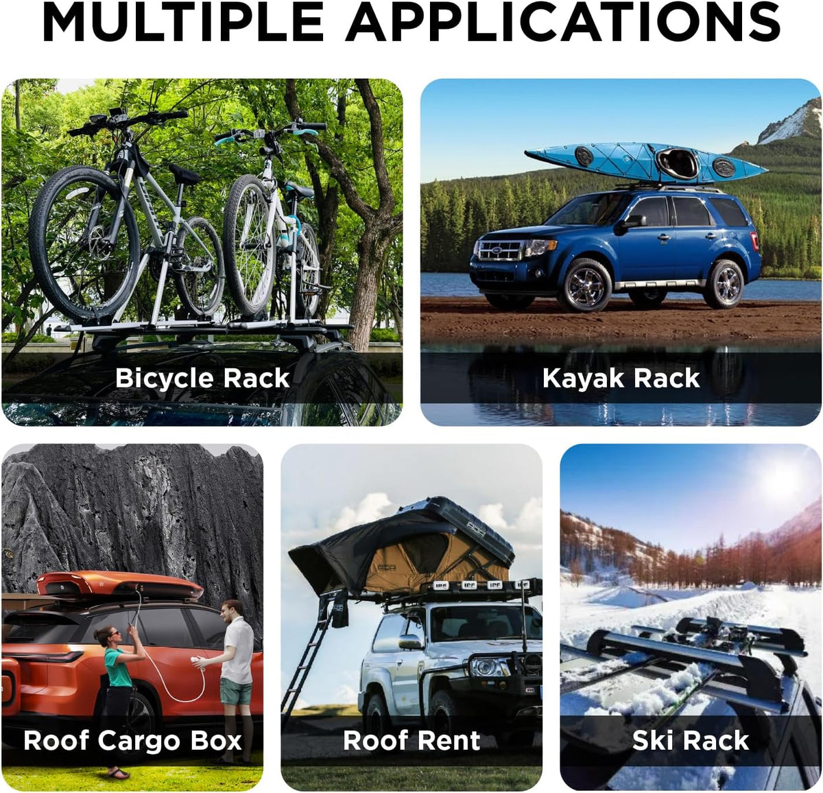 52" Adjustable Aluminum Roof Rack Cross Bars with 4 Locks Y602