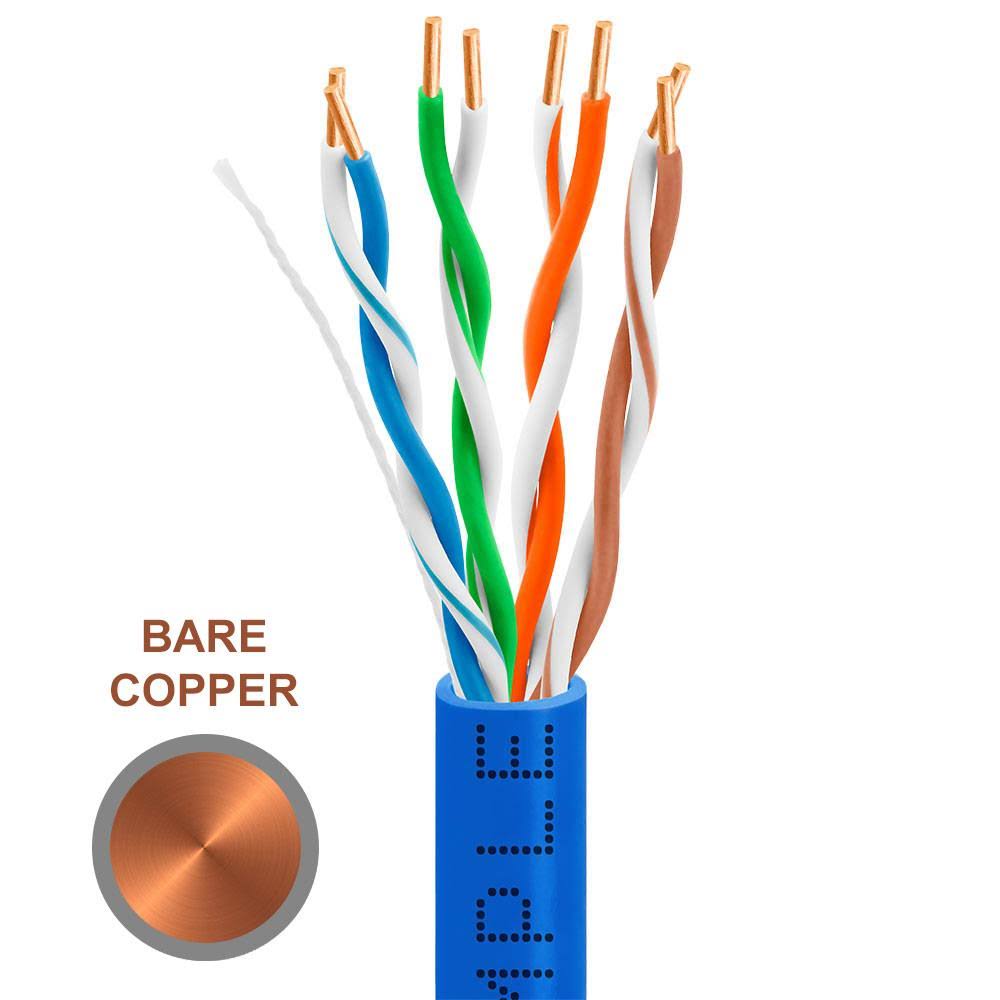 Cat-5e Bulk Cable 350MHz UTP 24AWG Bare Copper 1000ft Blue K2624