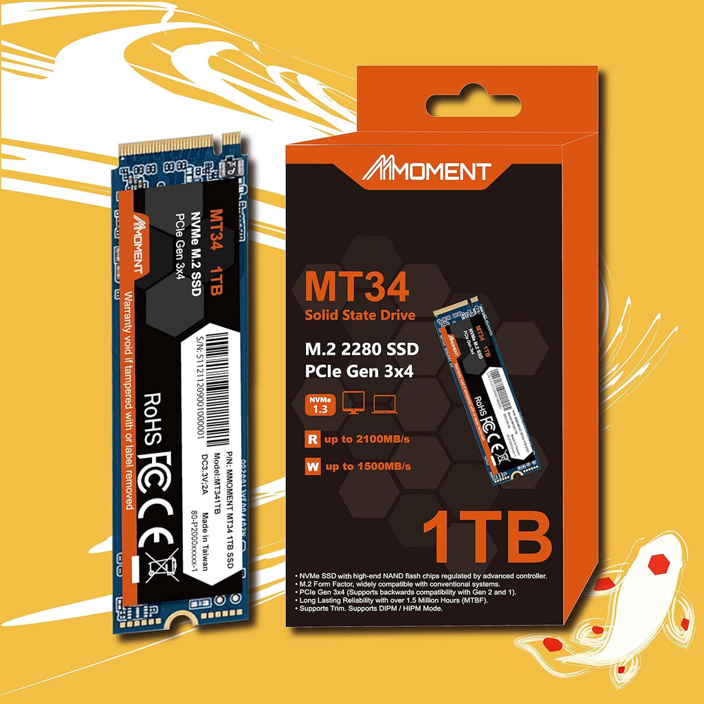 1TB NVMe M.2 2280 PCIe Gen 3x4 Internal Solid State Drive X89934