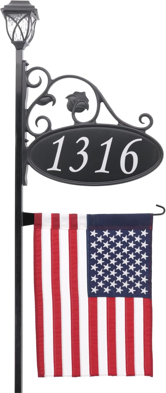 Reflective Address Sign with Solar Light J723