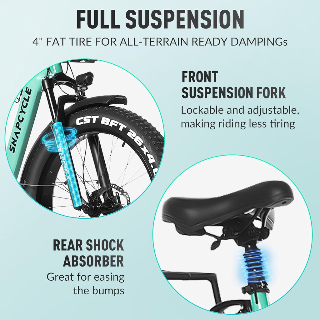 1000W Peak Motor 26" x 4.0 Fat Tire Step-Thru Ebike with 48V 15AH Removable Battery L74090