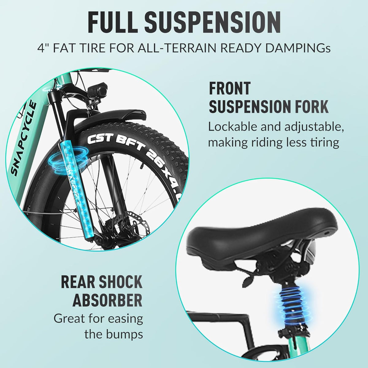 1000W Peak Motor 26" x 4.0 Fat Tire Step-Thru Ebike with 48V 15AH Removable Battery L74090