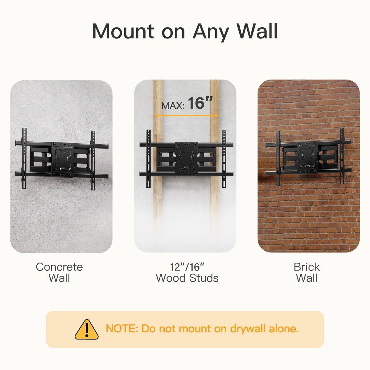 Full Motion TV Wall Mount for 37-75 inch TVs Holds up to 132lbs M667