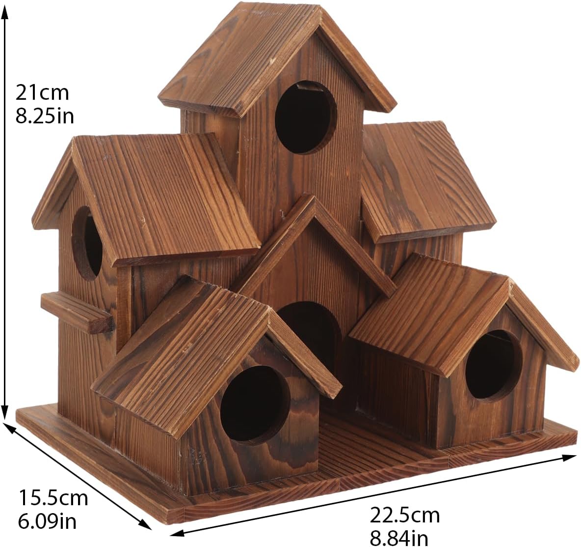 6 Hole Handmade Natural Wooden Bird House G19337
