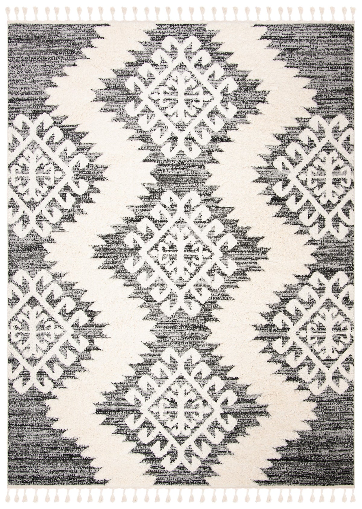 Ivory/Grey 9' x 12' Shag Area Rug R2749