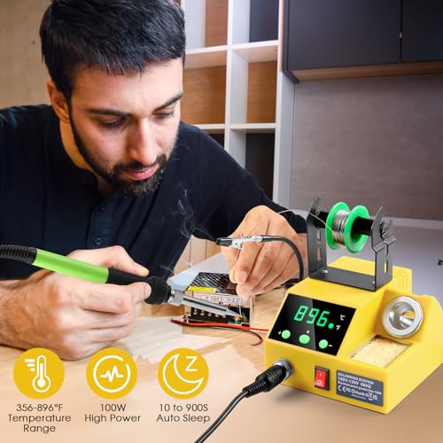 100W Digital Display Soldering Iron Station Kit with 2 Helping Hands W18294