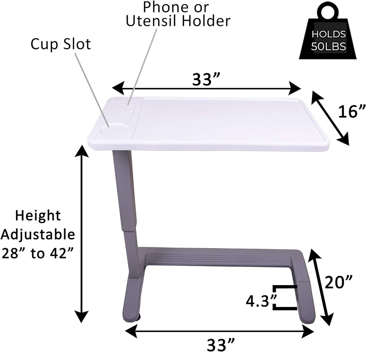 Overbed Table with Wheels W8501