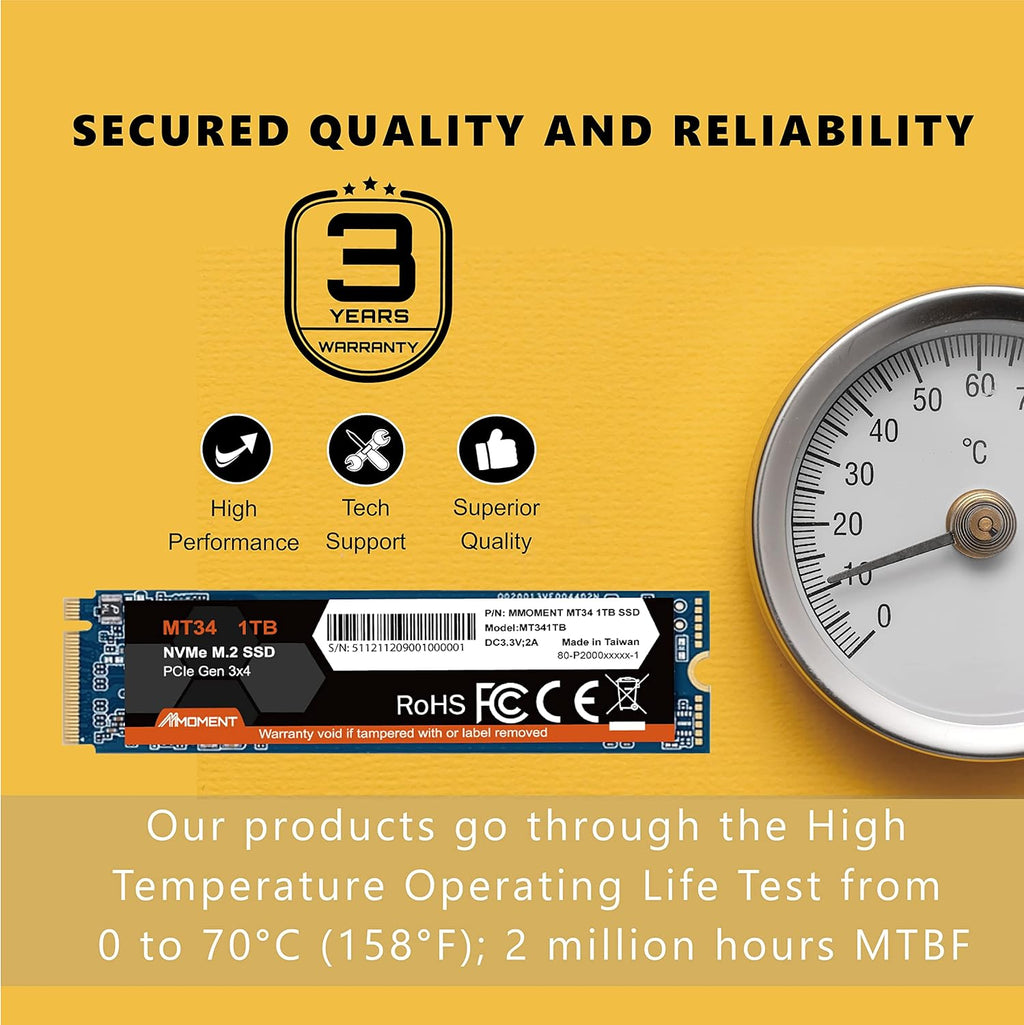1TB NVMe M.2 2280 PCIe Gen 3x4 Internal Solid State Drive X89934