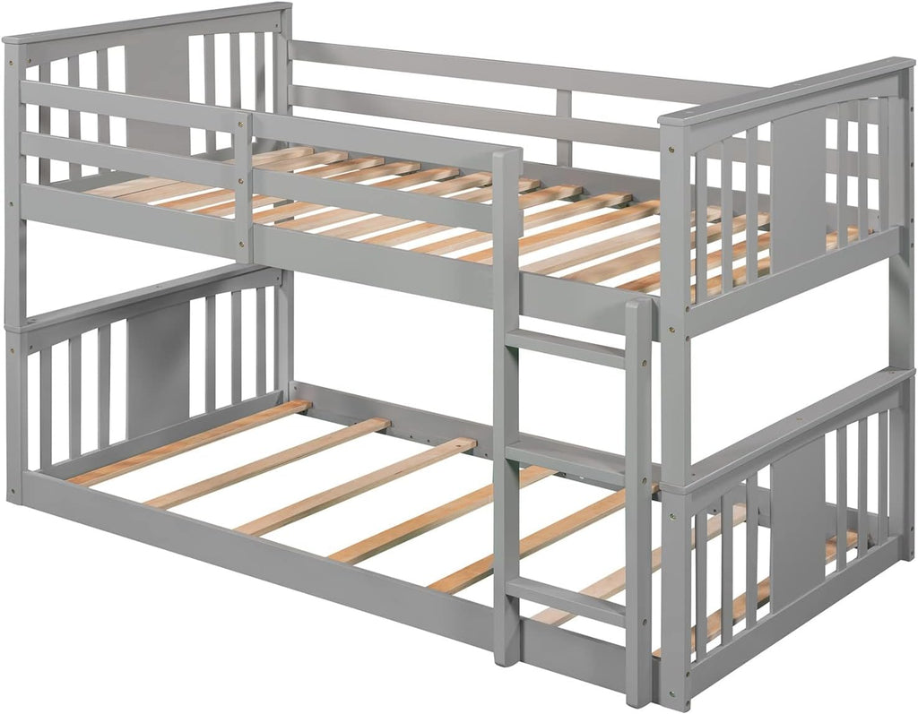 Gray Twin over Twin Wood Bunk Bed Frame C8837