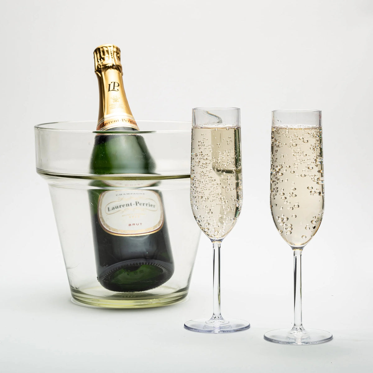 Set of 6 Crystal Clear Tritan Plastic Champagne Flutes Y35673