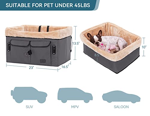 Washable Dog Booster Seat with Carrying Case (Small, Tan) G9849