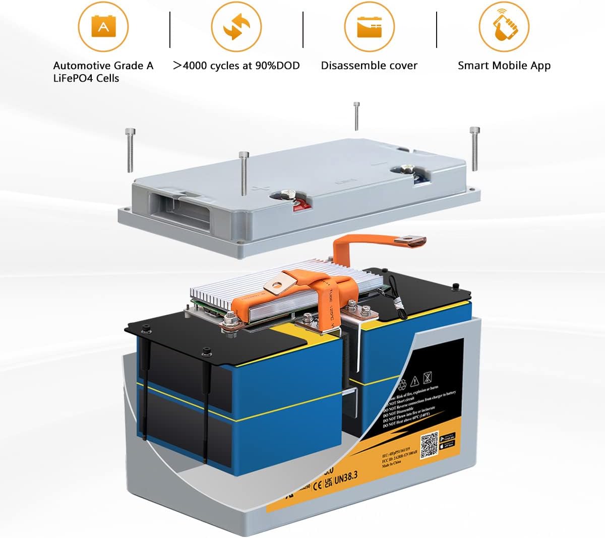 100ah 12V LiFePO4 Battery with Bluetooth A117