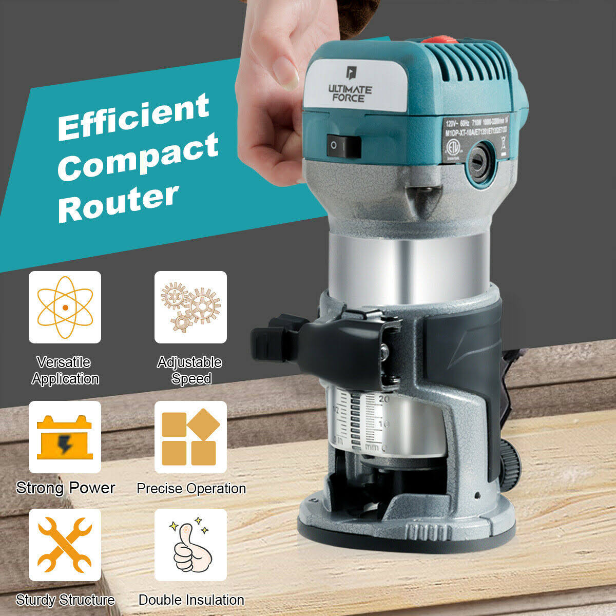 1.25HP Variable Speed Palm Router with Plunge Base V488487