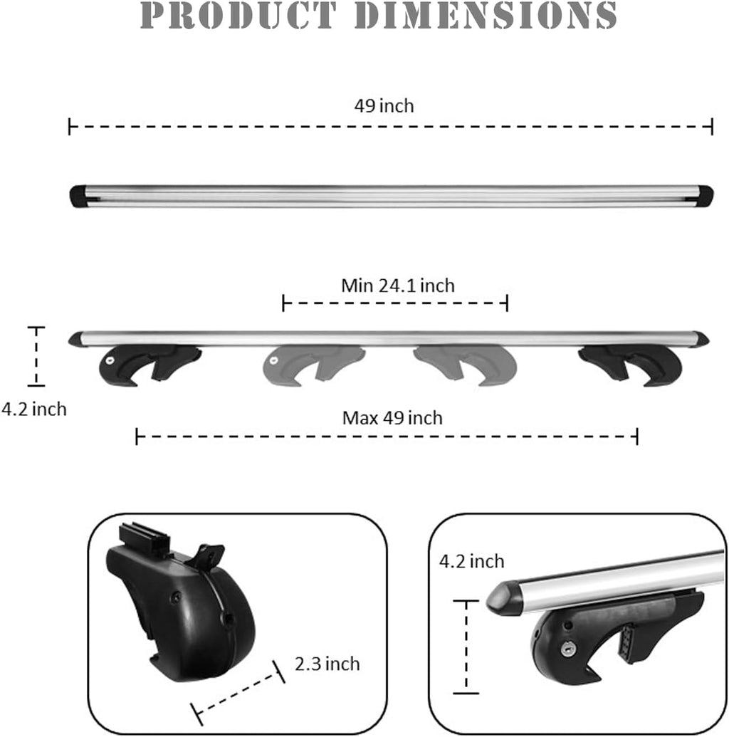 52" Adjustable Aluminum Roof Rack Cross Bars with 4 Locks Y602