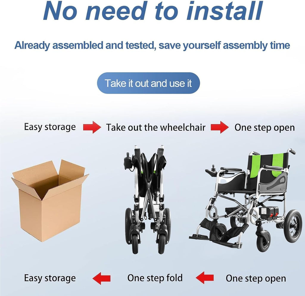 Ultra Lightweight Foldable Electric Wheelchair 30Lbs 5.2AH 2X250w A965982