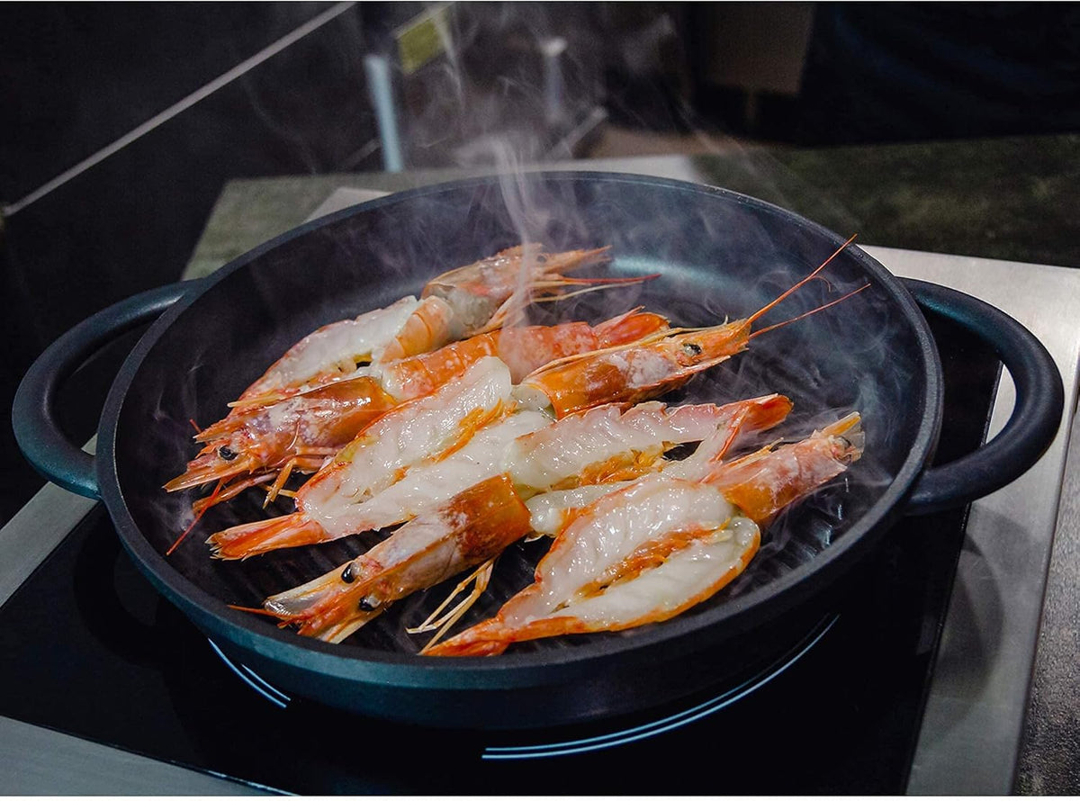 Cast Aluminium Griddle Pan with Glass Lid, 10.6 Diameter, Non-Stick V5271