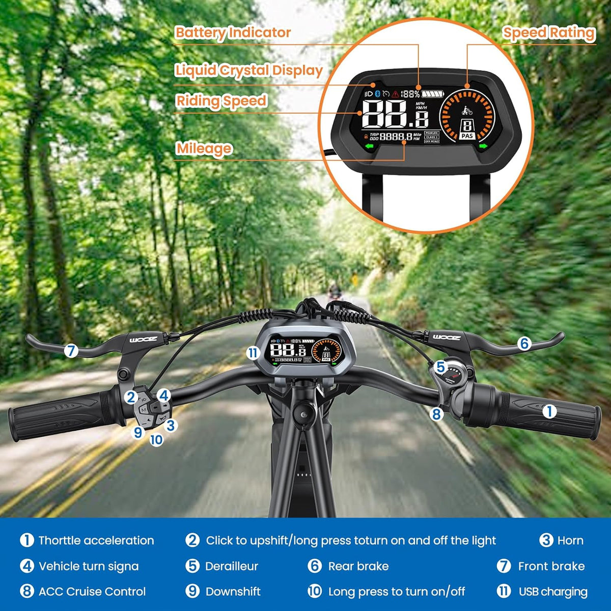 20" Fat Tire 48V 15.6AH Removable Battery Electric Bike O227041