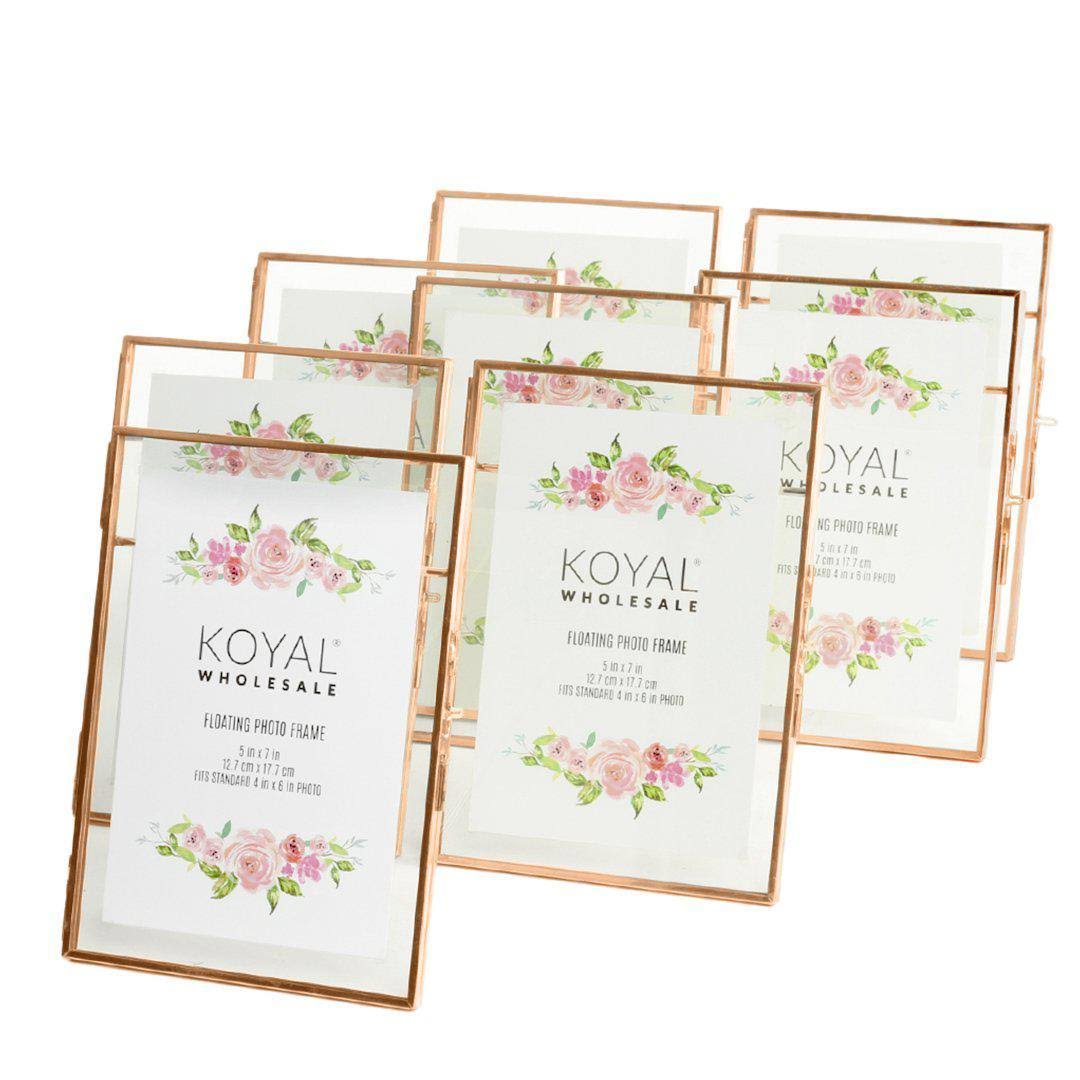 8-Pack Pressed Glass Floating Photo Frames 5 x 7 U23913