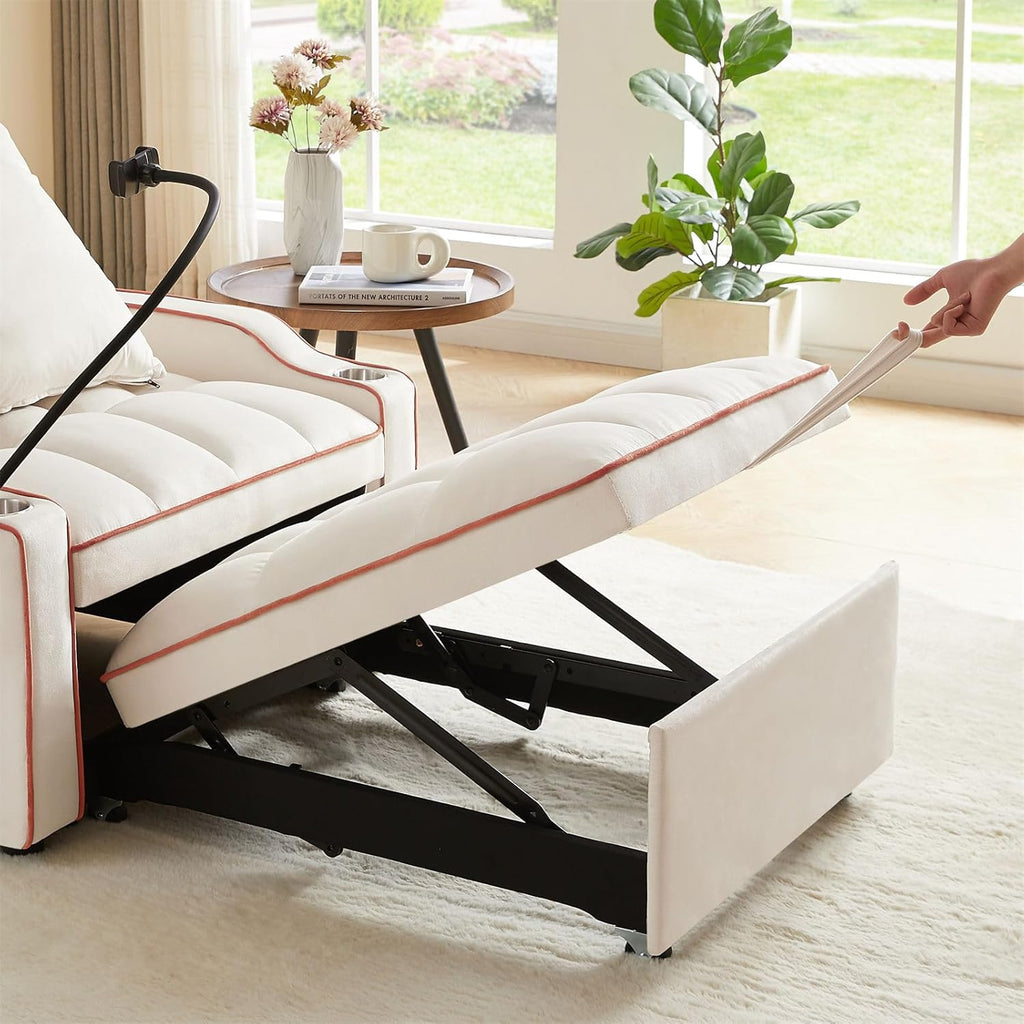3-in-1 Convertible Pull Out Sleeper Chair Bed with Multi-Pockets Q799