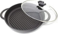Cast Aluminium Griddle Pan with Glass Lid, 10.6 Diameter, Non-Stick V5271