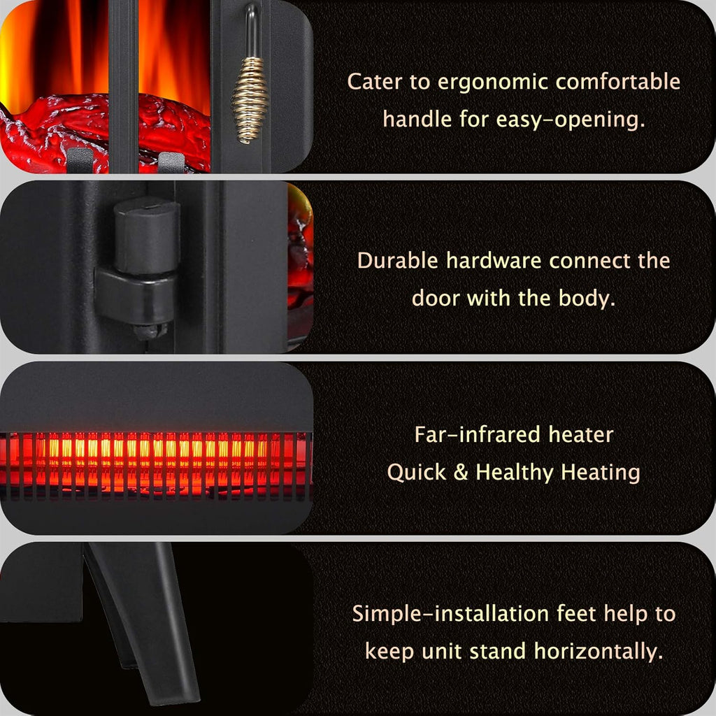 3D Infrared Electric Fireplace Stove, Freestanding Fireplace Heater, 1000W/1500W (16 Inch) F184