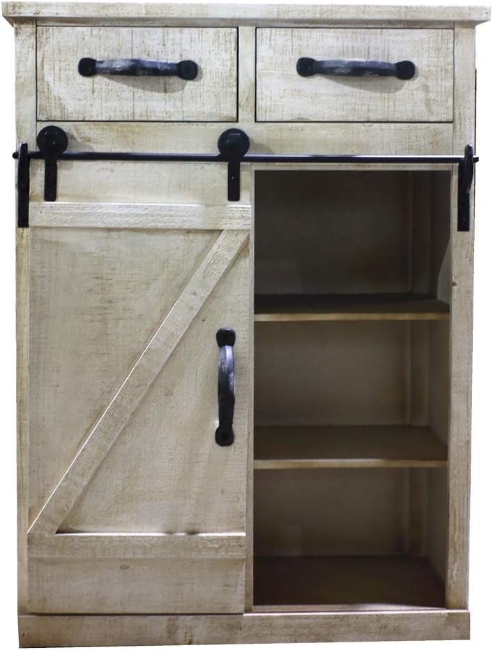 32 Farmhouse Barn Door Wood Accent Chest with Drawer A5575