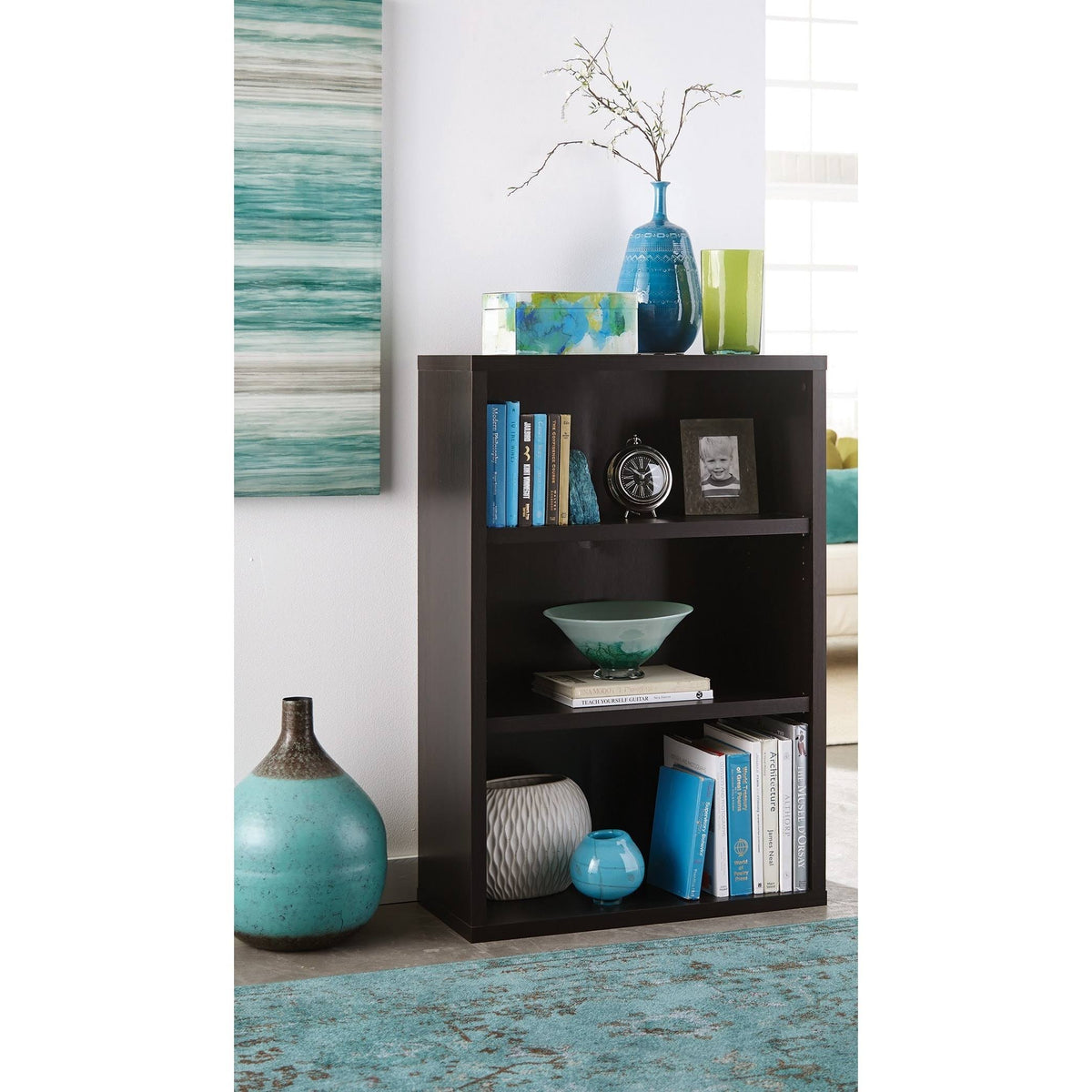 3-Shelf Black Walnut Bookcase D1932