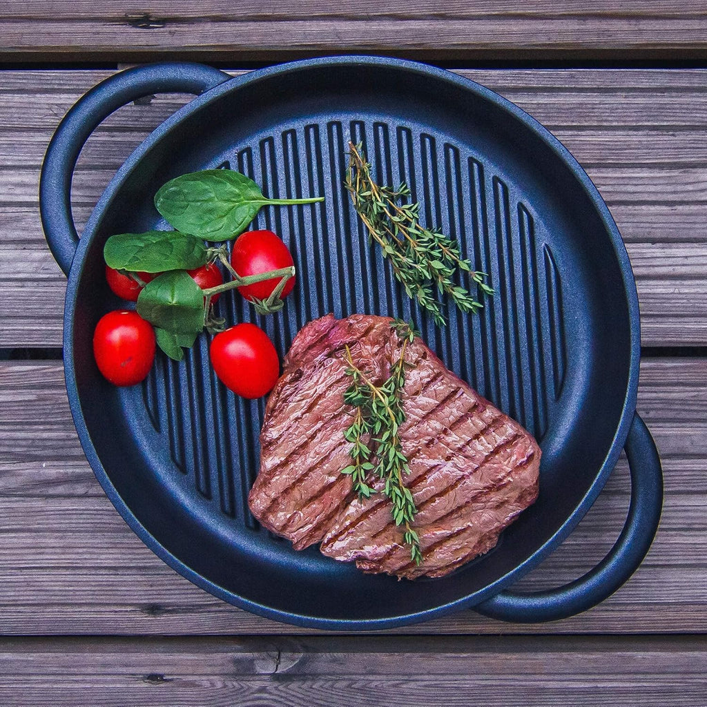 Cast Aluminium Griddle Pan with Glass Lid, 10.6 Diameter, Non-Stick V5271