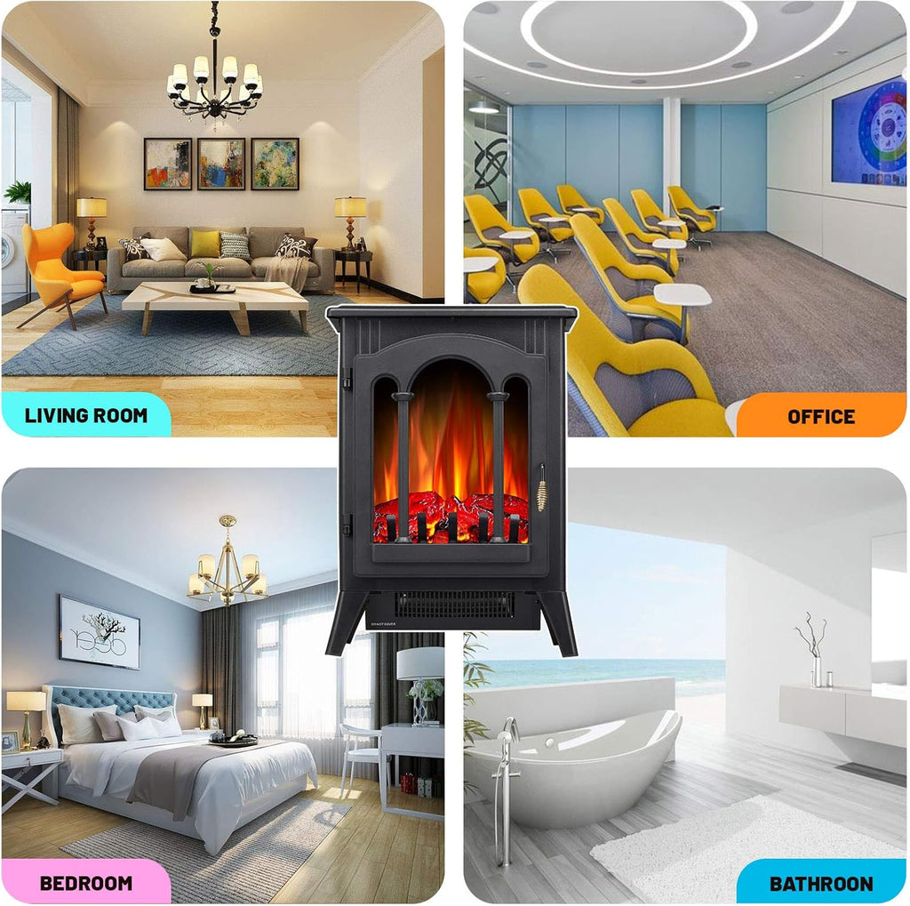 3D Infrared Electric Fireplace Stove, Freestanding Fireplace Heater, 1000W/1500W (16 Inch) F184