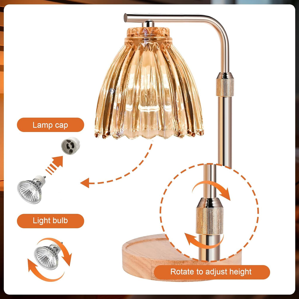 Electric Candle Warmer Lamp with Timer & Dimmer, Glass, Includes 2 Bulbs E2769
